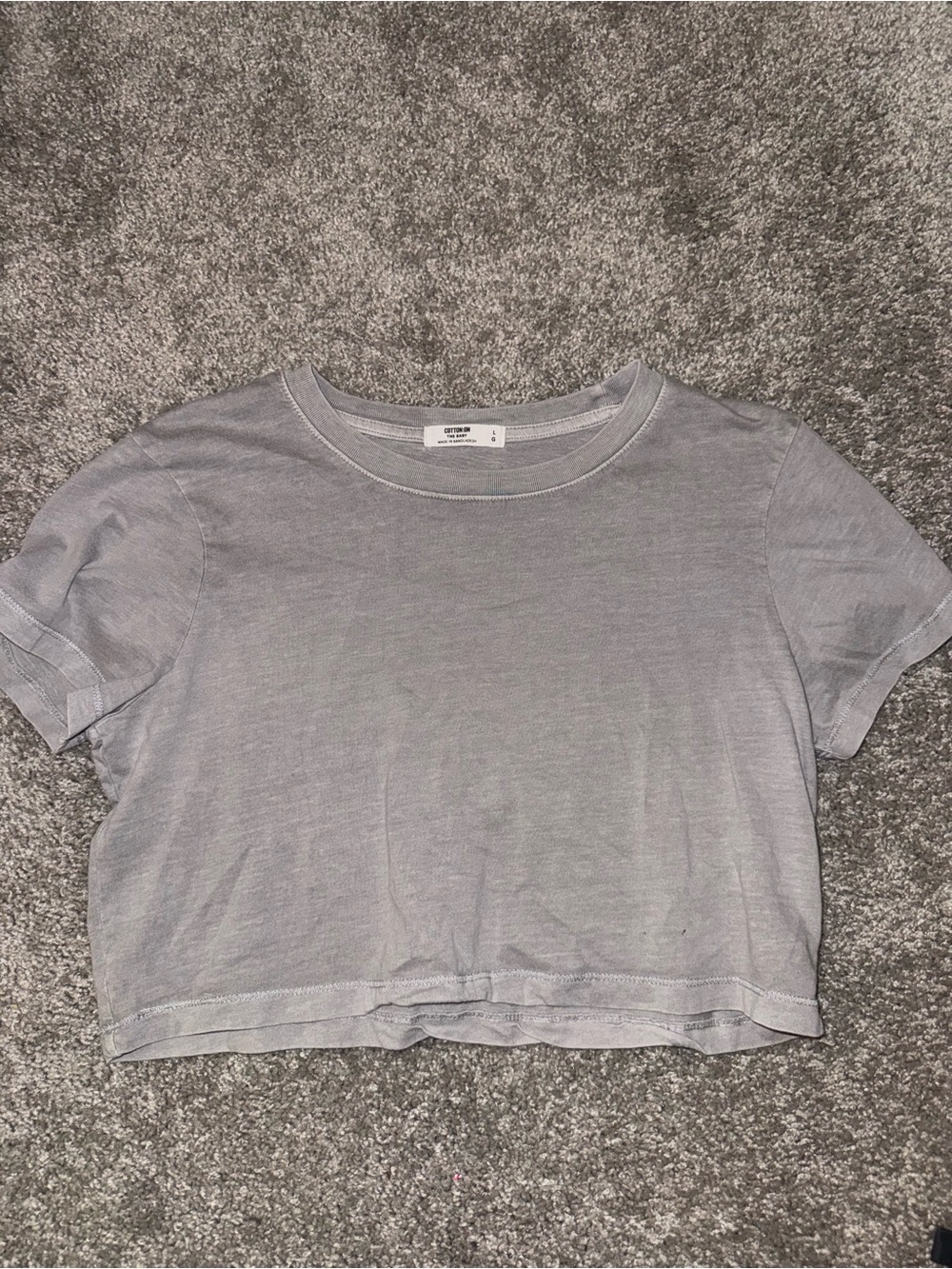 Cotton On Light Gray Cropped Crewneck Tee- fits smaller